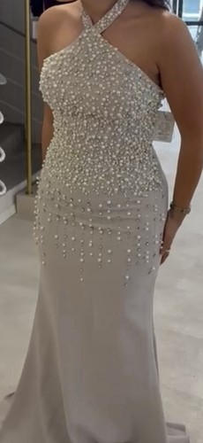 Abendkleid mit weißen perlen - abendkleid,
